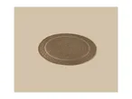 An oval, woven placemat in a natural brown color with a geometric pattern.