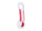 Multi-functional bottle and jar opener with red and white plastic handle