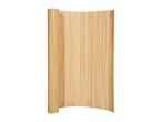 Rolled bamboo fence or privacy screen, light brown, on a white background.