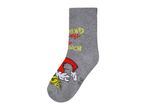 Grey Grinch-themed sock with a red Santa hat and text 'The Grinch'.