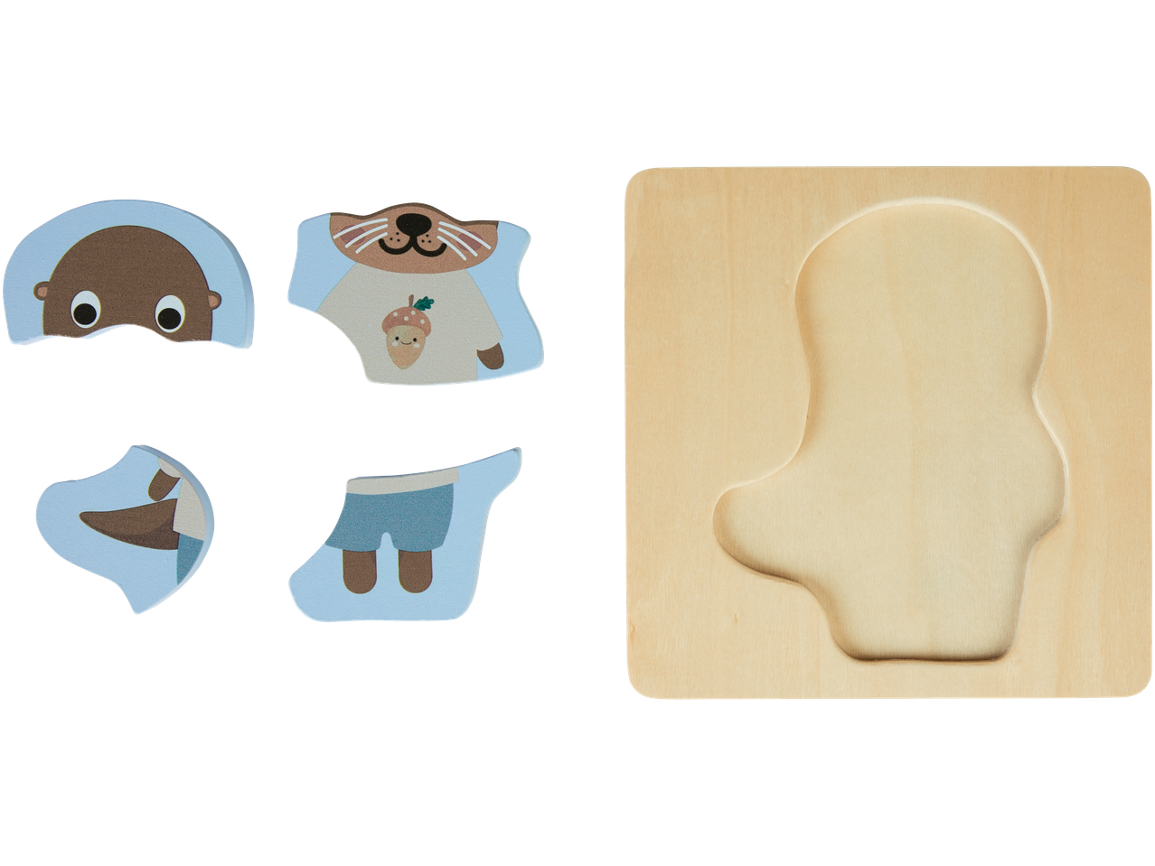Joc de puzzle din lemn cu o vidră.