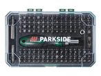 Parkside precision screwdriver set with numerous bits in a clear plastic case.
