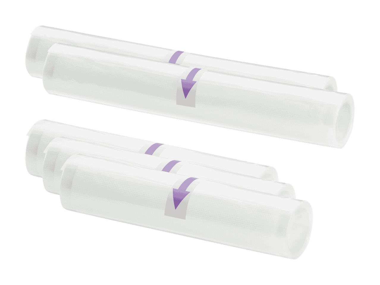 Rouleaux de film de mise sous vide avec flèches violettes
