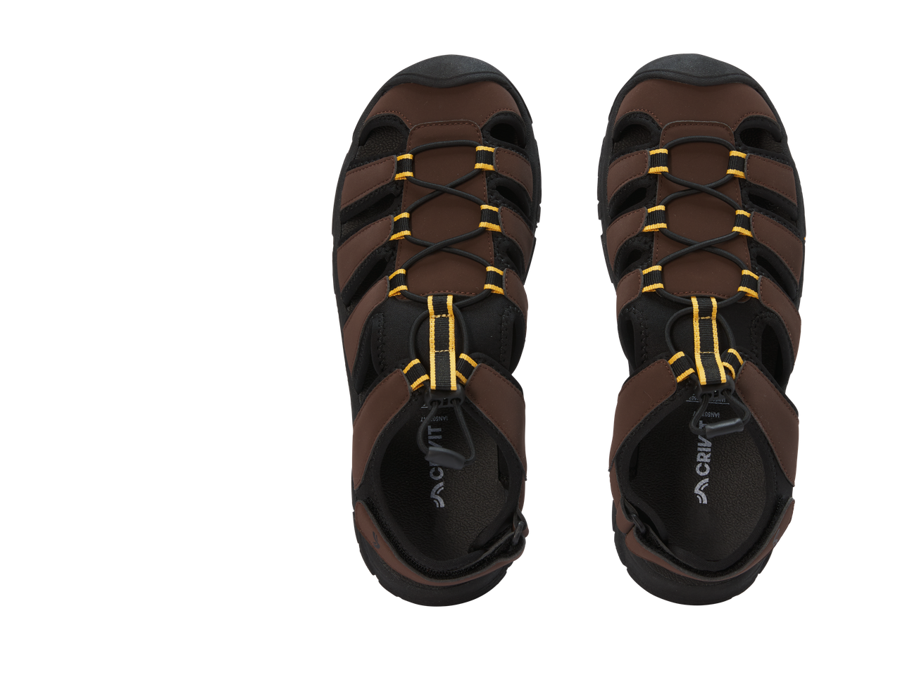 Sandale de trekking CRIVIT maro cu detalii galbene și negre