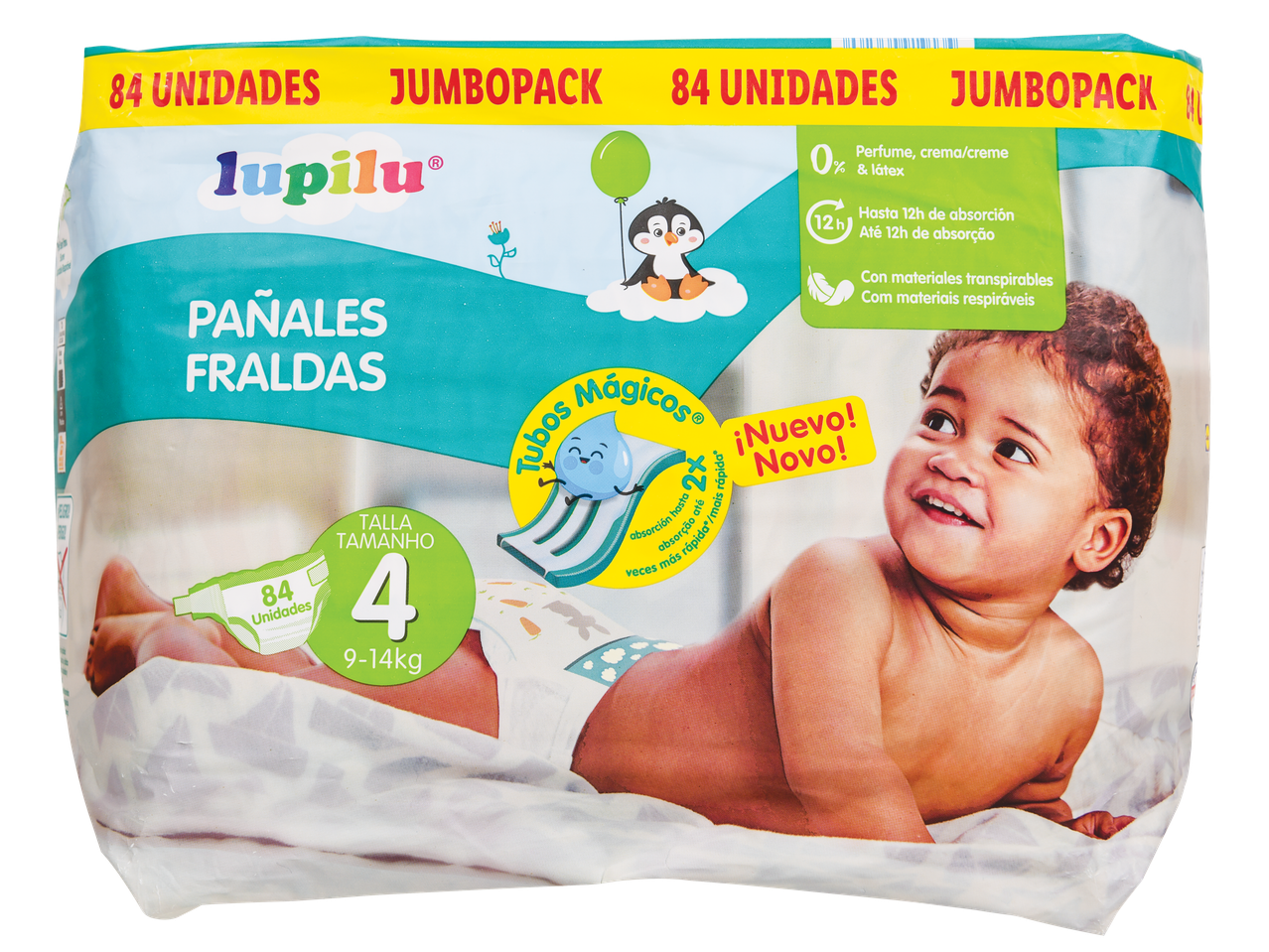 Fraldas Lupilu, tamanho 4, pacote jumbo com 84.