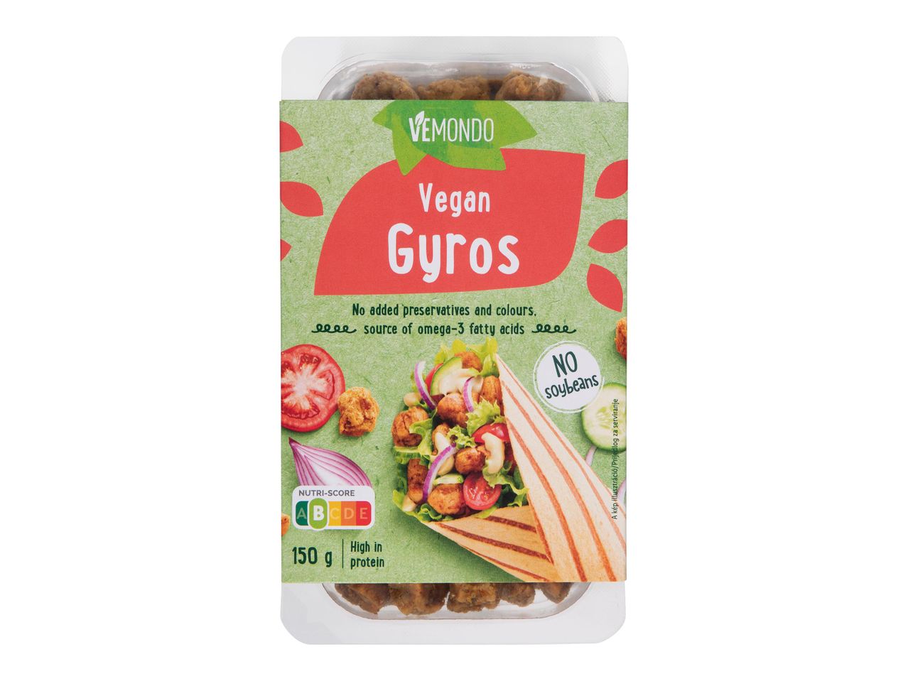 Vemondo vegán gyros, omega-3 zsírsavak forrása, magas fehérjetartalommal.