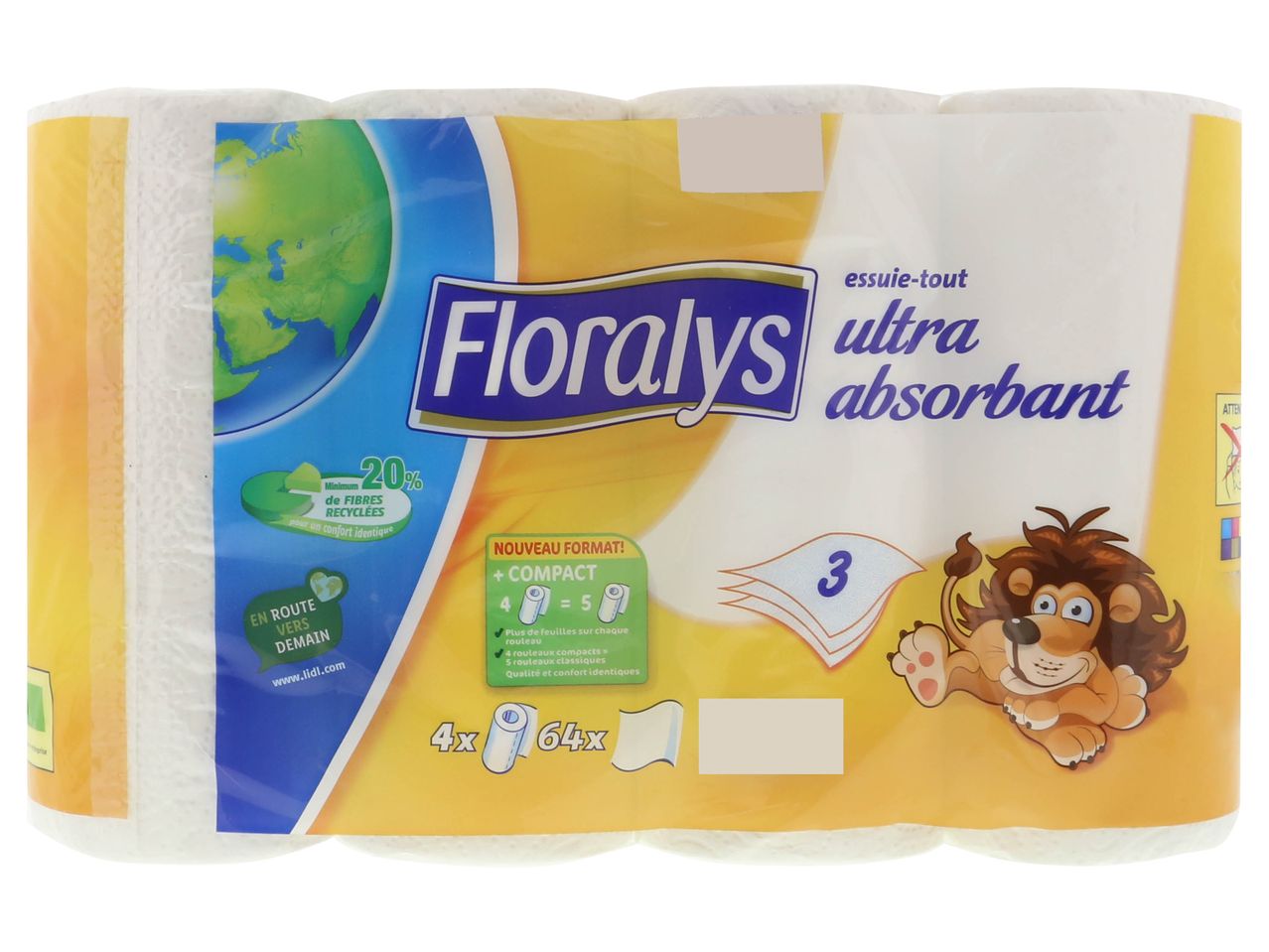 Rouleaux de papier essuie-tout Floralis ultra absorbant.