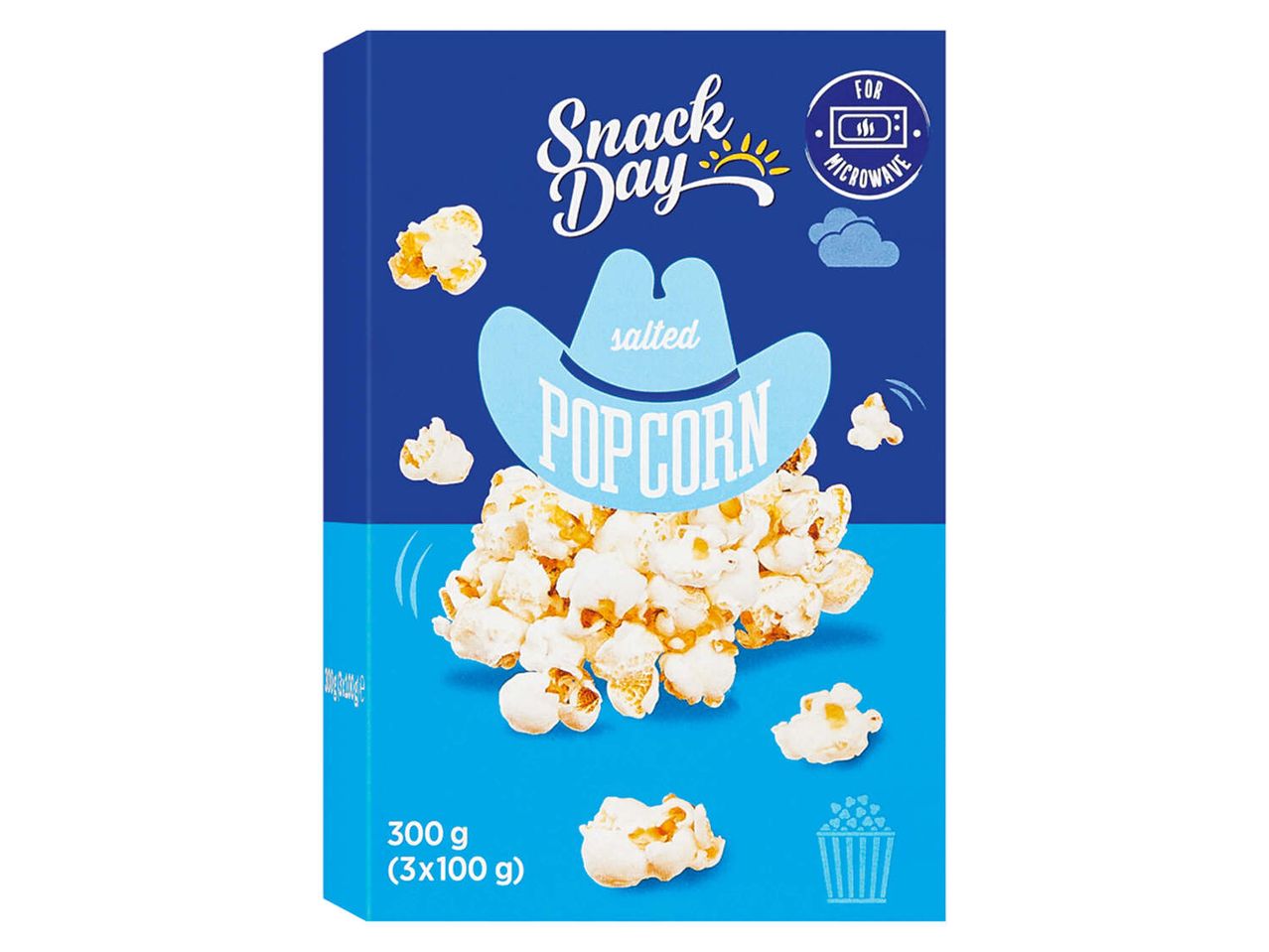 Snack Day: sós popcorn, 300g, mikrohullámú sütő.