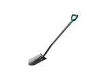 Parkside® garden shovel with a green handle and black blade.