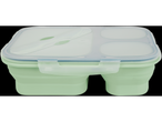 LIVARNO home collapsible food storage container with three compartments and cutlery.