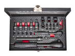 Set de chei tubulare PARKSIDE PERFORMANCE cu biți Torx, chei cu profil E și clichet într-o cutie cu aspect de carbon.