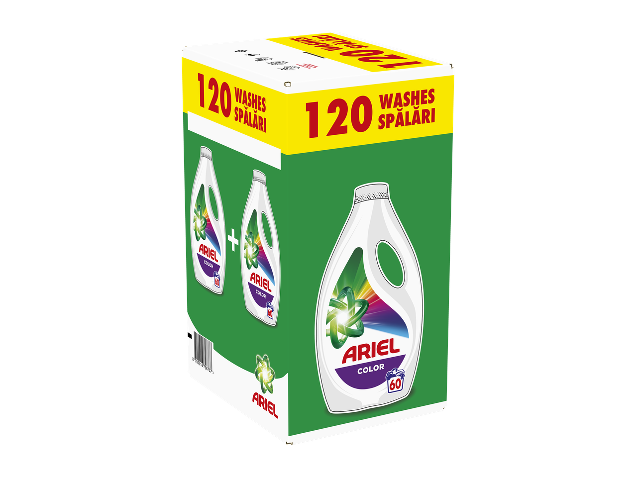 Cutie cu 3 sticle de detergent lichid pentru rufe colorate, 120 de spălări.