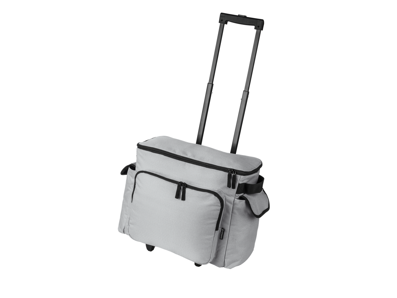 Sac gris clair Topmove® pour machine à coudre/tricot avec poignée extensible et roulettes.