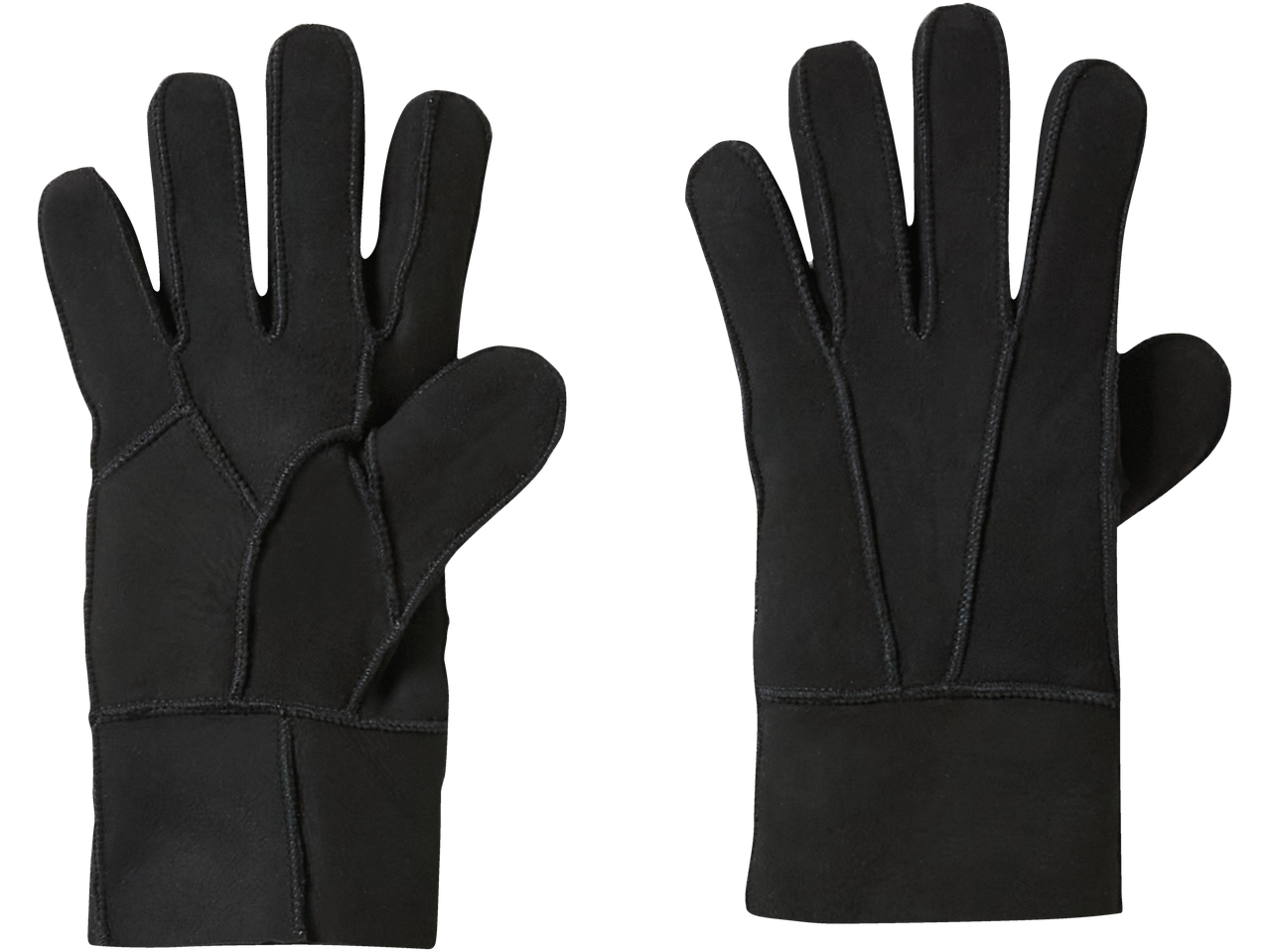 Juodos Esmara pirštinės, viena pora, su matomomis siūlėmis.