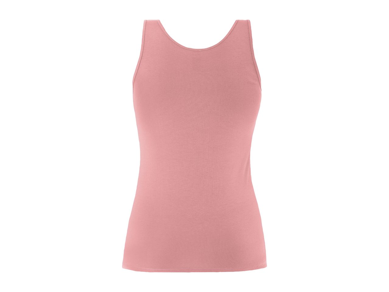 Back view of a plain pink women's tank top.