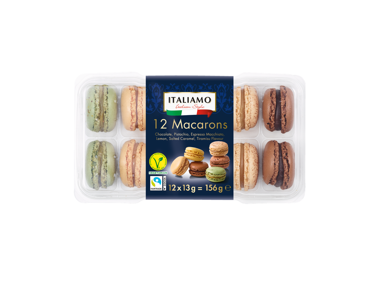 ITALIAMO makarūnai: šokoladas, pistacijos, espreso ir kt.