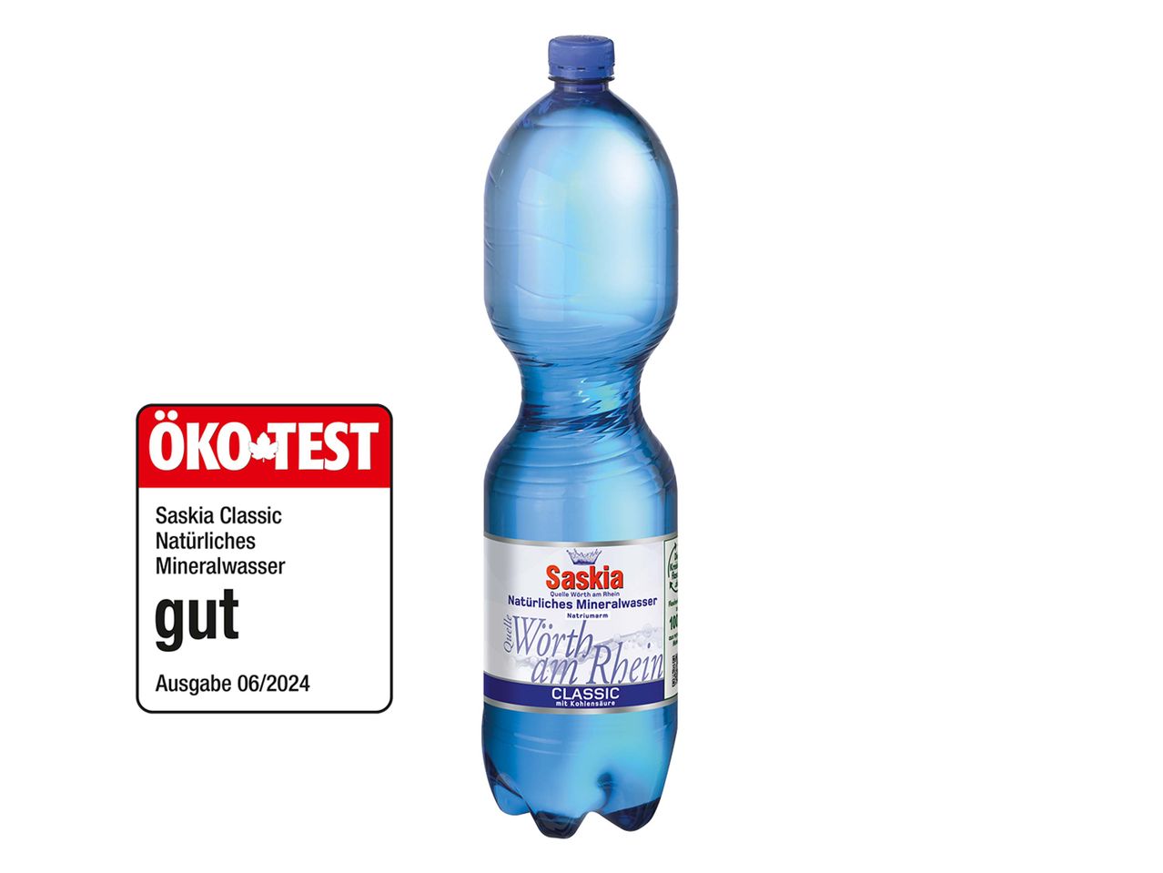 Saskia Classic Mineralwasserflasche mit ÖKO-TEST Bewertung.