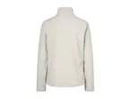Back view of a plain beige fleece jacket with a high collar.