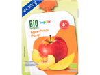 Plicuri cu mâncare pentru bebeluși Lupilu Bio organic, mere-piersici-mango (4x100g)