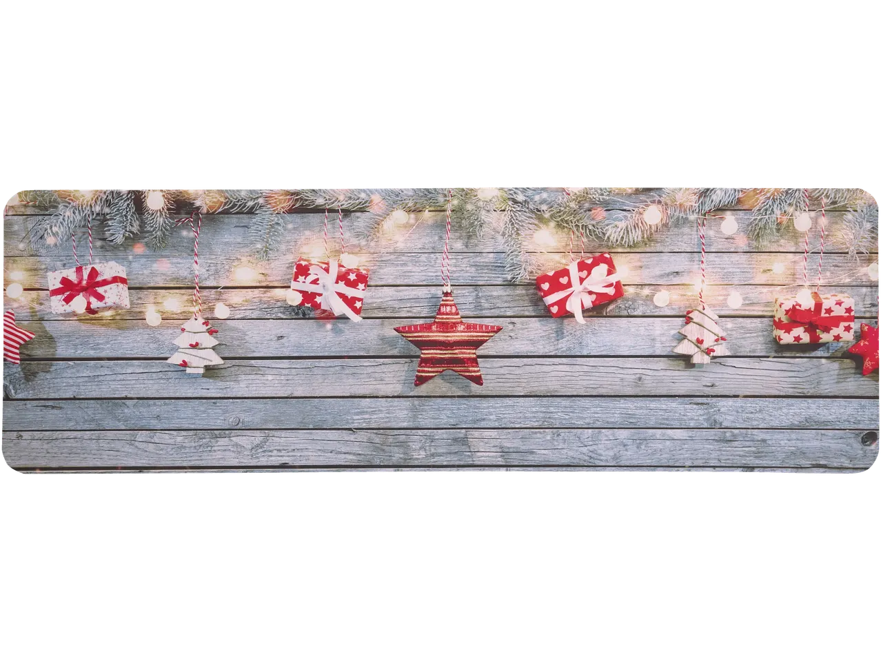 LIVARNO home Kitchen Runner ar Ziemassvētku rotājumiem uz lauku koka
