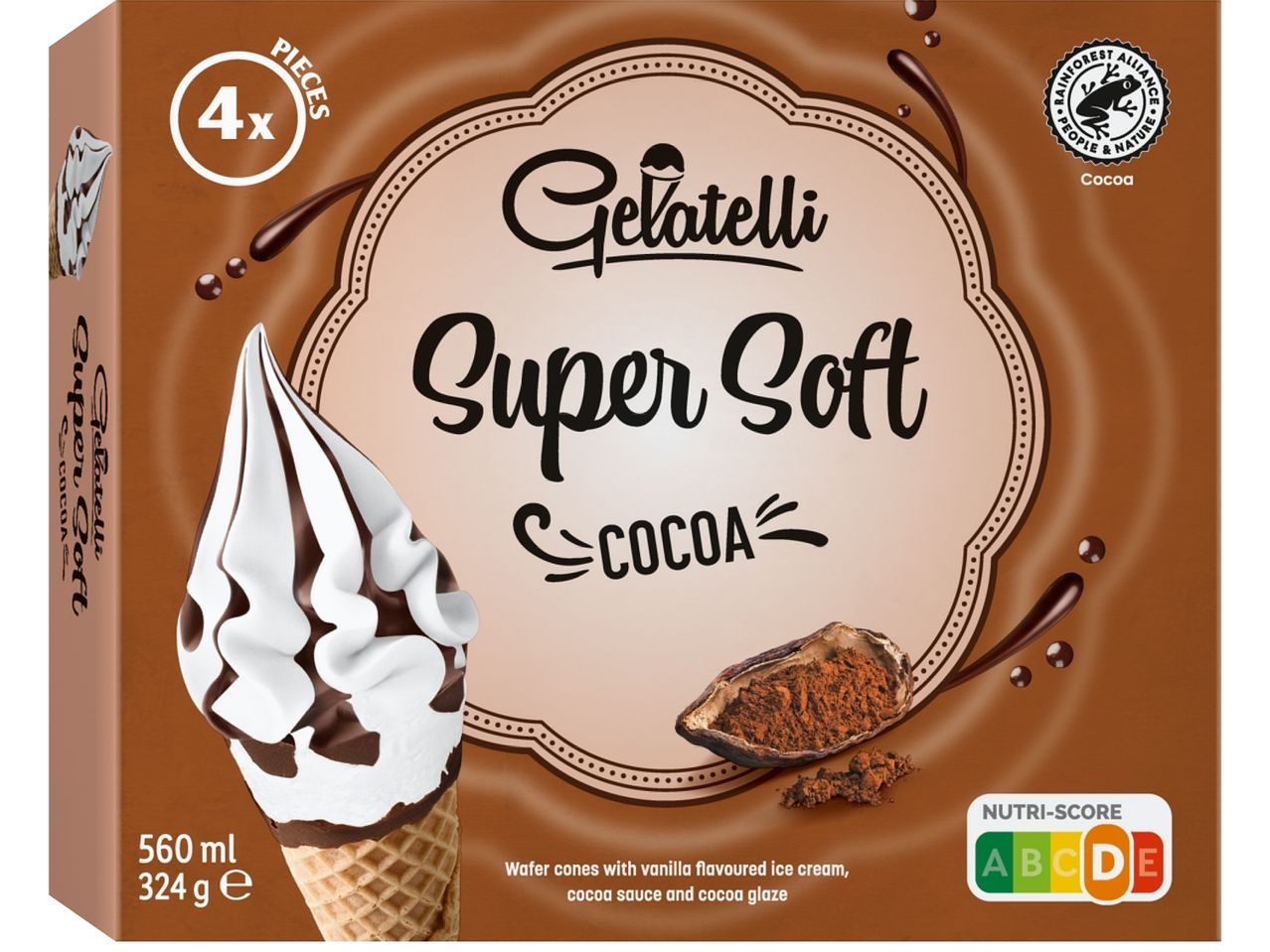 Сладкарски конусчета Gelatelli Super Soft с какао.
