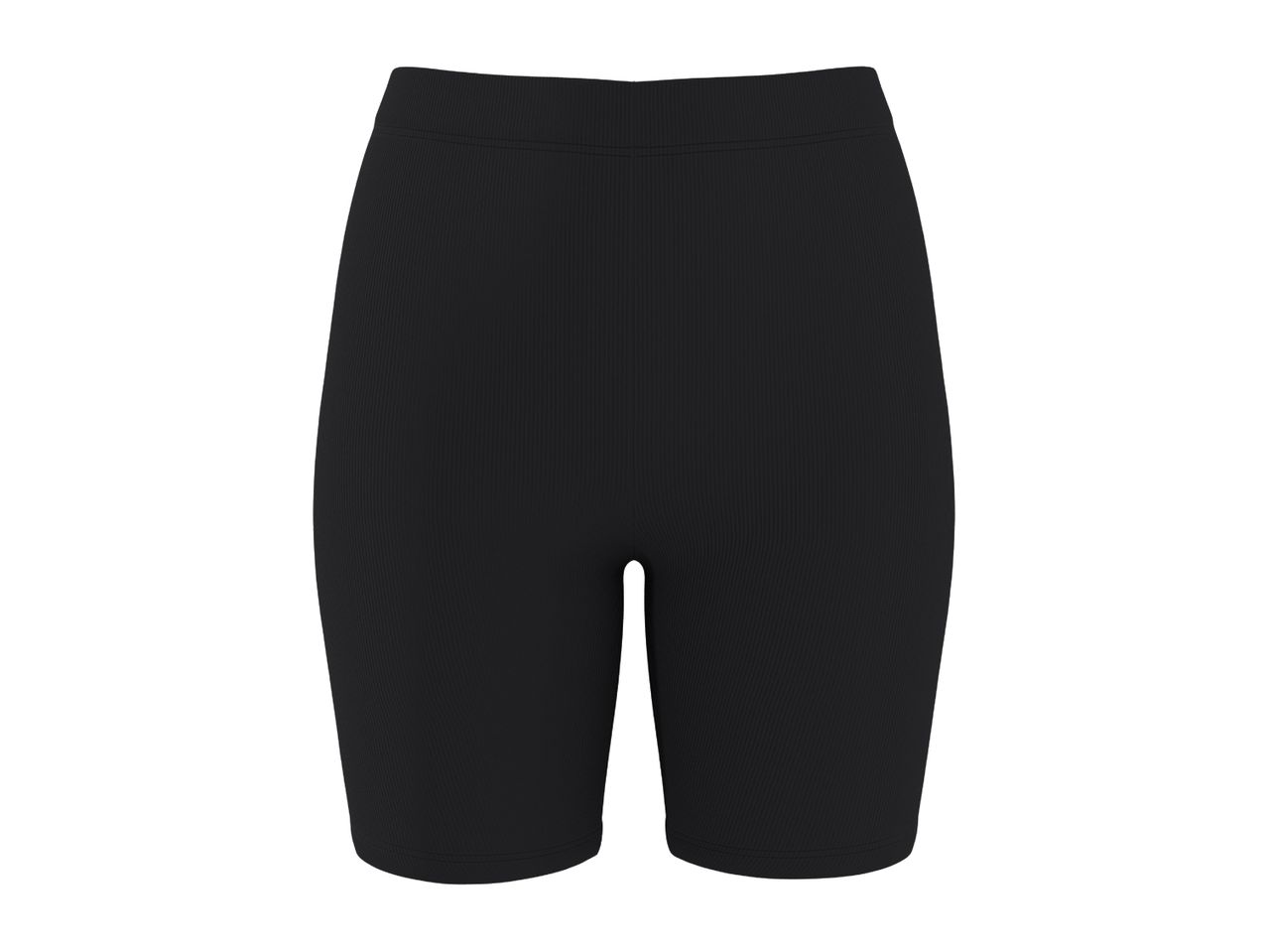 Black ribbed cycling shorts with a high waist