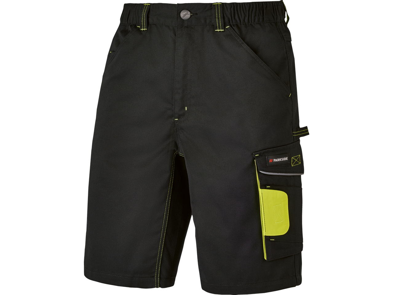 Shorts pretos Parkside com bolsos cargo.
