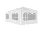 White event tent with windows.