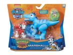 Paw Patrol Dino Rescue Marshall and dinosaur toy set.