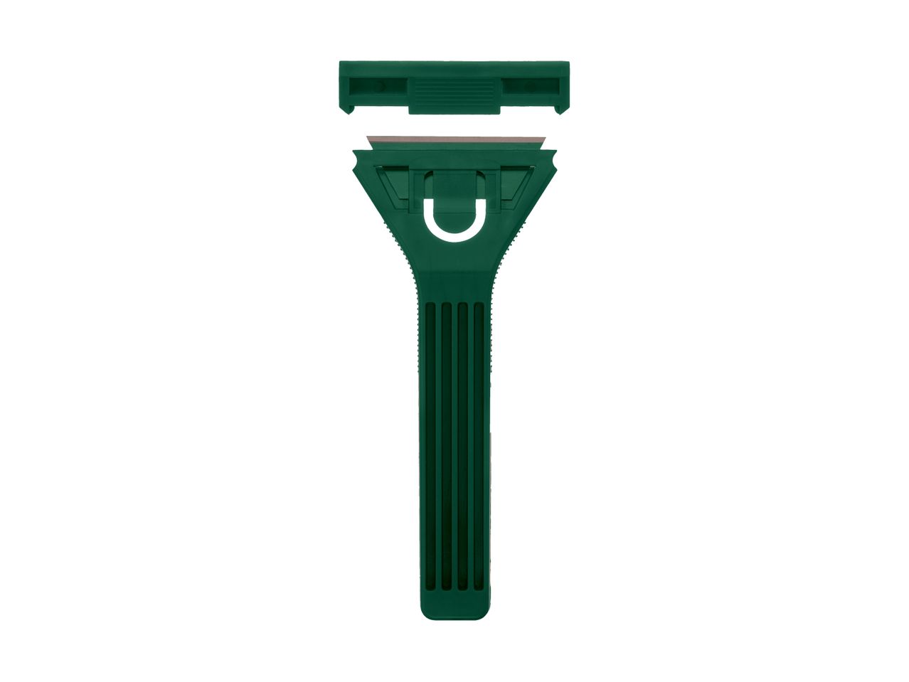 A dark green disposable razor with a simple design.