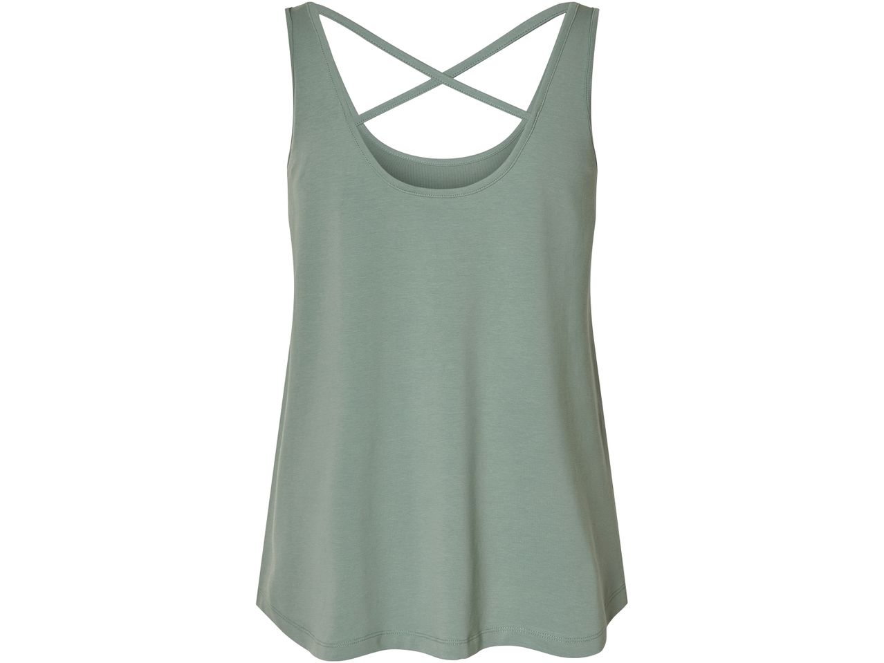 Sage green criss-cross back tank top.