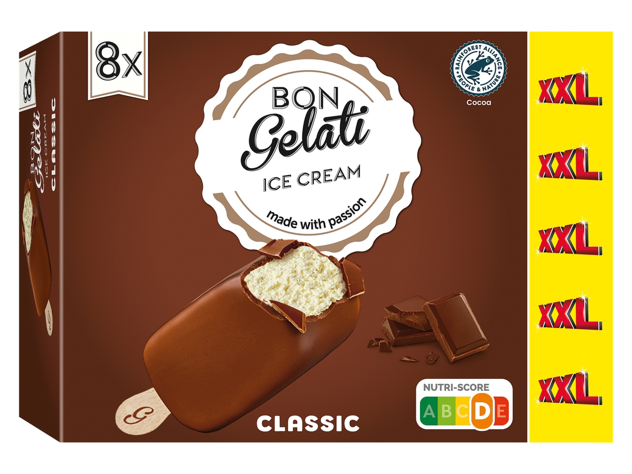 Bon Gelati Classic XXL ice cream bars, 8 pack.