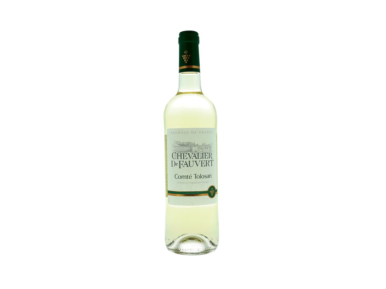 Bouteille de vin blanc Chevalier De Fauvert Comte Tolosan.