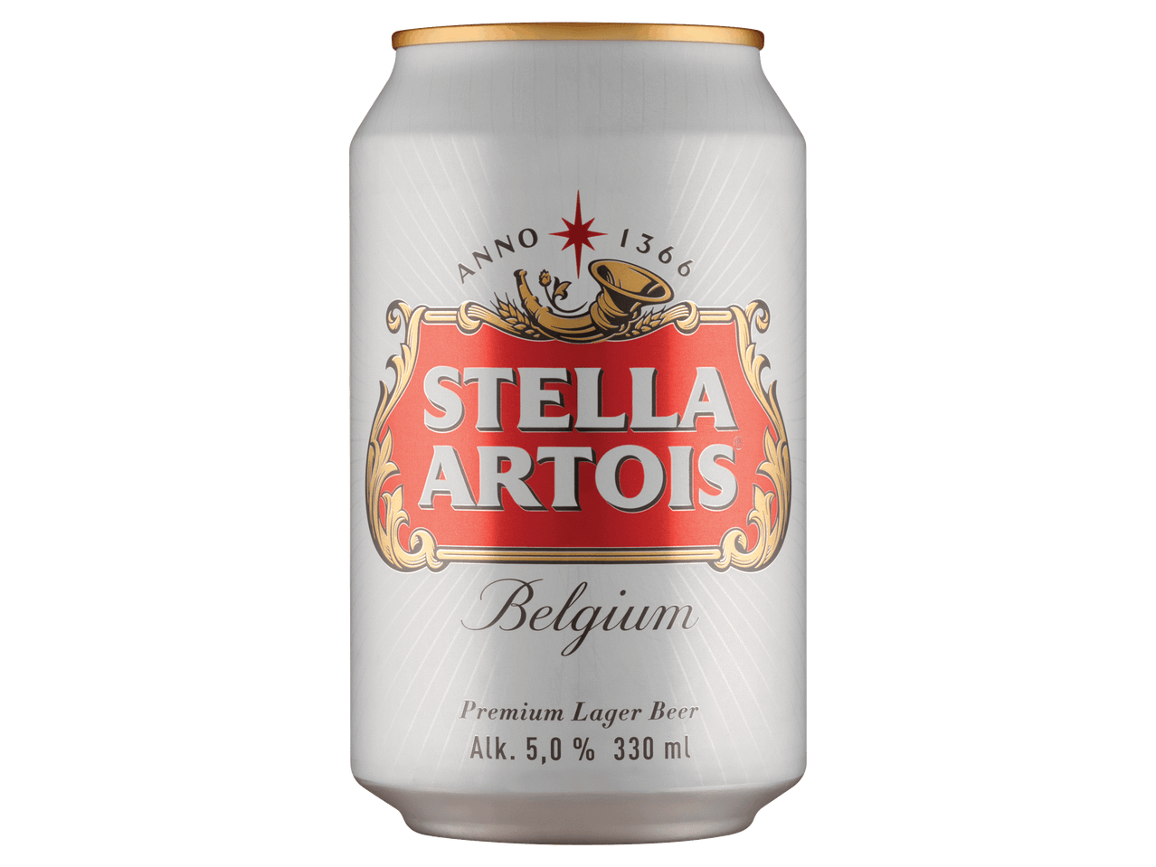 Világos sör fémdobozban, 5,0%-os alkoholtartalommal, 330 ml-es kiszerelésben.