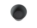 Black plastic pot with inner drainage tray.