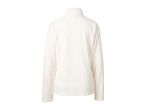 Back view of a women's cream-colored fleece jacket with a high collar.