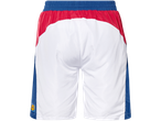 Shorts Lidl brancas com detalhes vermelhos e azuis.