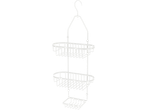 Estante de duche LIVARNO com 3 cestos de arame brancos para pendurar.
