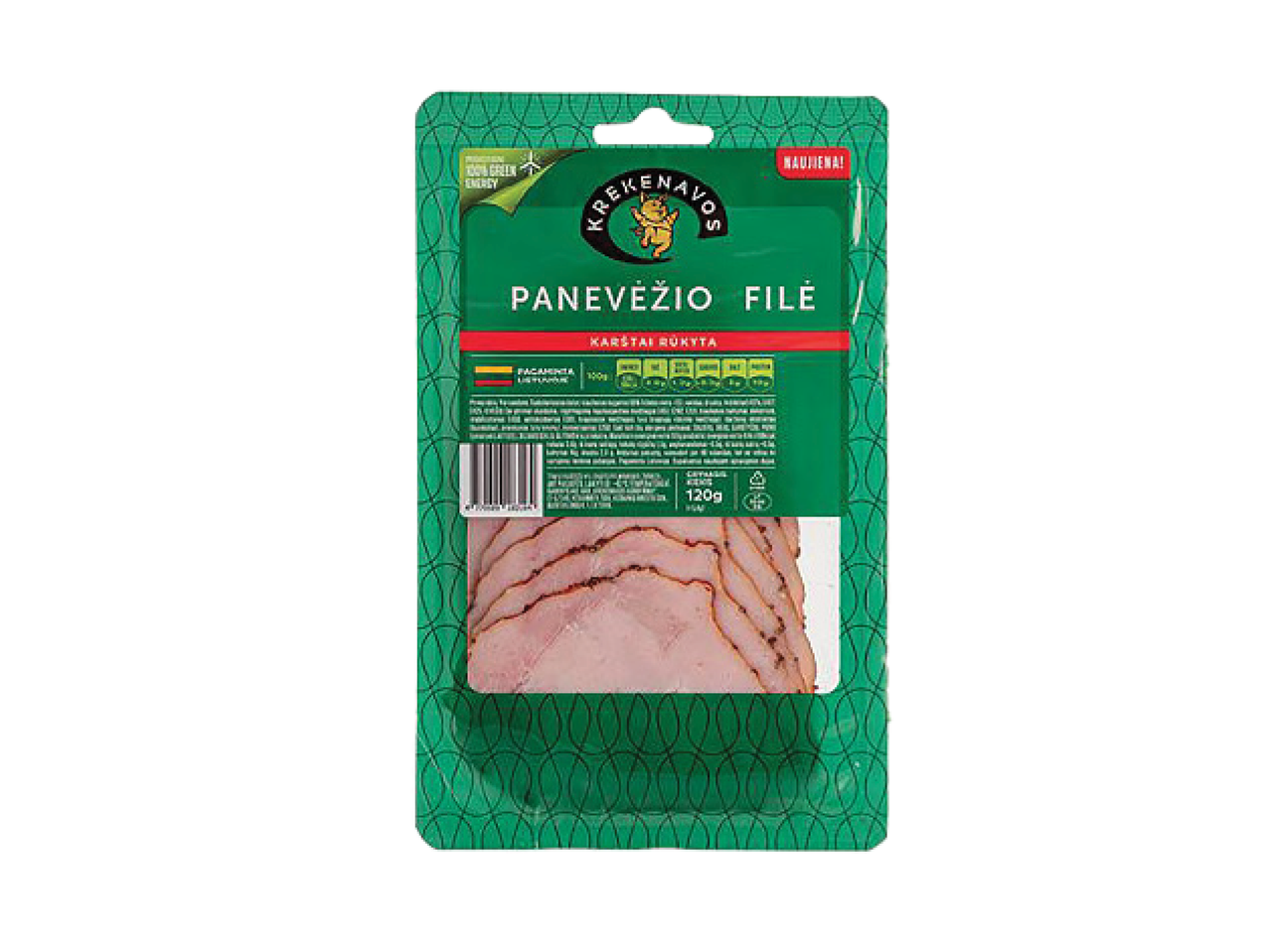 Pakuotė su 'Žemaitijos' šoninės file griežinėliais.