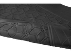 Black rubber car mat with an embossed geometric pattern.