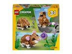 3-in-1 building set featuring a hedgehog, a bird, and a hamster with flowers.