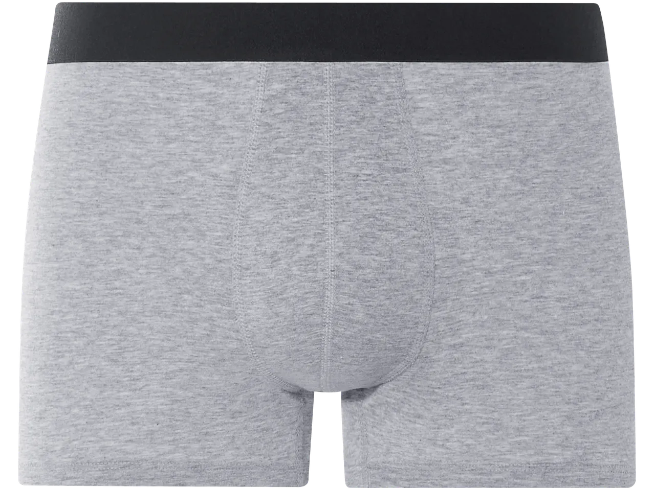 Boxeri gri cu elastic negru.