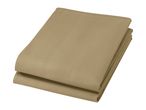 Folded tan fabric with a subtle textured pattern