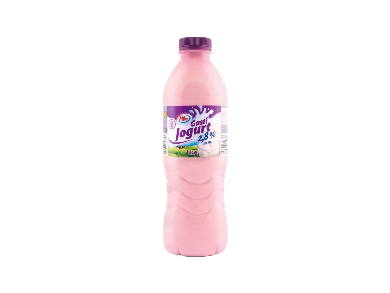 Pilos Gusti jogurt 2,8% m.m. u ružičastoj boci od 1 kg.