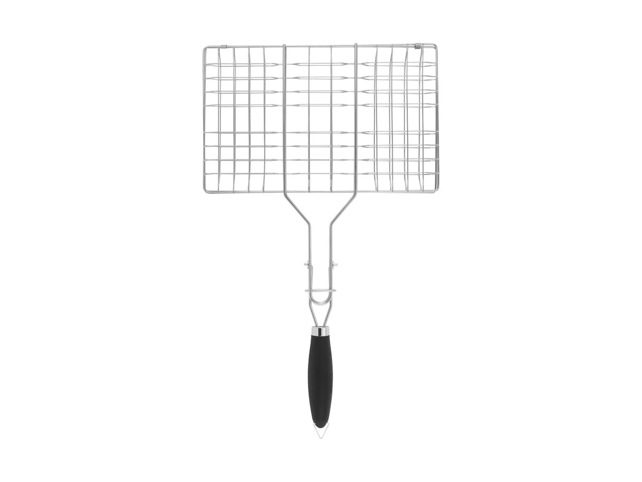 Grillrist med sort håndtag til grillning af mad.