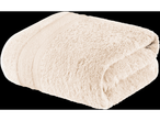 Soft beige towel rolled up.