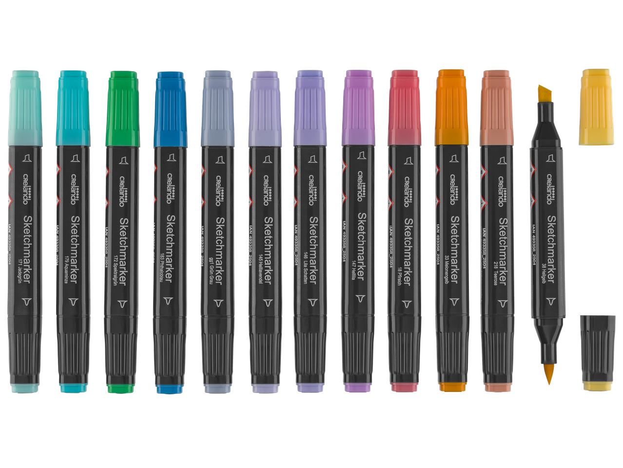 Комплект от 12 цветни маркера Crelanado Sketchmarker в различни нюанси.