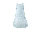 Light blue baby sleeping bag with white, light blue, and brown polka dots