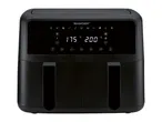 A black SilverCrest dual air fryer with a digital display showing temperatures 175°C and 200°C.