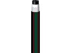 Black hose with red and green stripes, reinforced with white mesh.